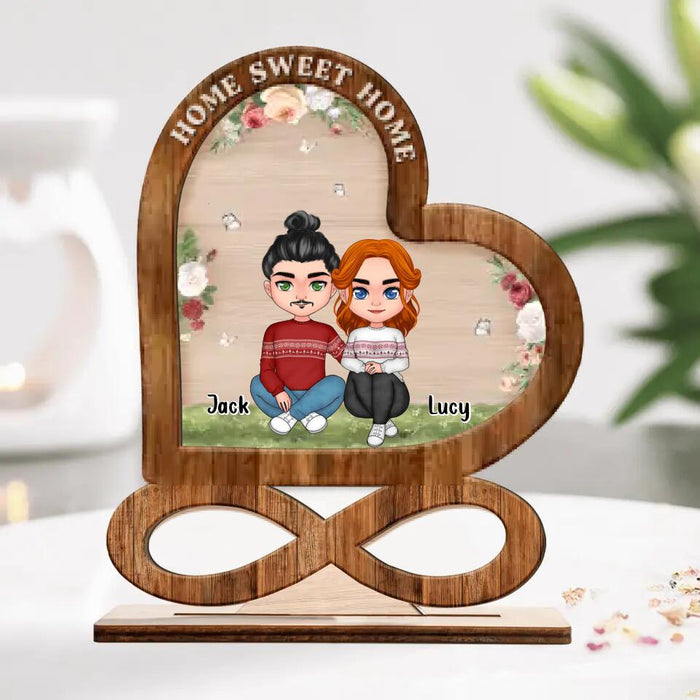 Personalized Couple Wooden Plaque - Christmas/Birthday/Anniversary Gift Idea For Couple - Home Sweet Home