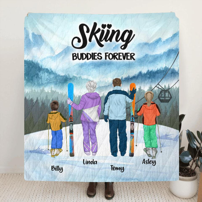Personalized Skiing Quilt/Fleece Blanket - Gift for Family, Skiing Lovers - Skiing buddies forever