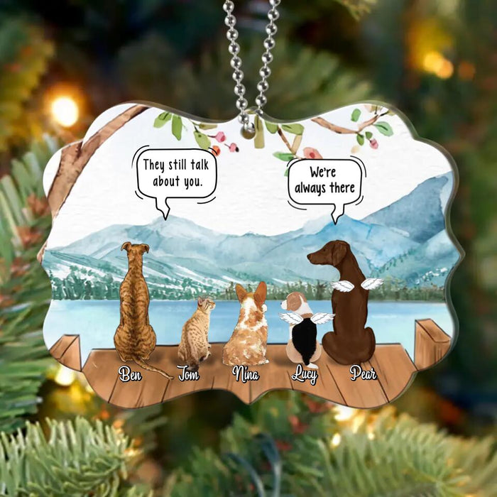 Personalized Memorial Pet Rectangle Acrylic Ornament - Up to 5 Pets - Memorial Gift Idea For Dog/Cat Lovers - They Still Talk About You