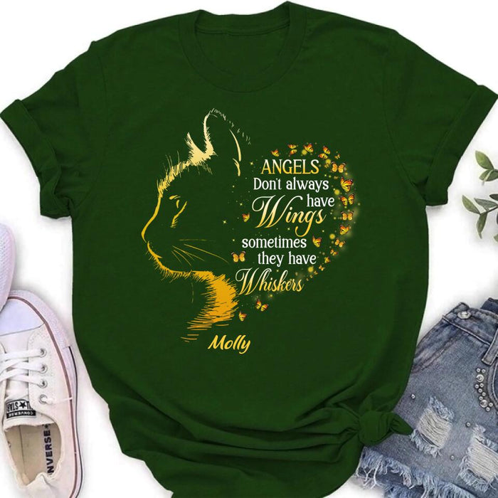 Personalized Memorial Cat Shirt/Hoodie - Memorial Gift For Loss Of Cat - Angels Don't Always Have Wings Sometimes They Have Whiskers