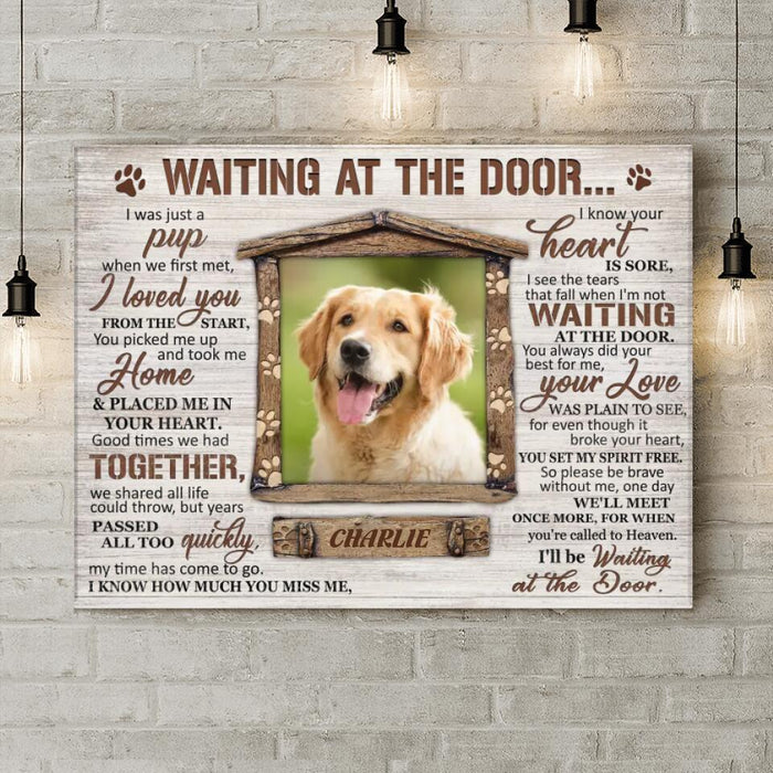 Personalized Dog Photo Horizontal Canvas - Gift Idea For Dog Owner - I'll Be Waiting At The Door