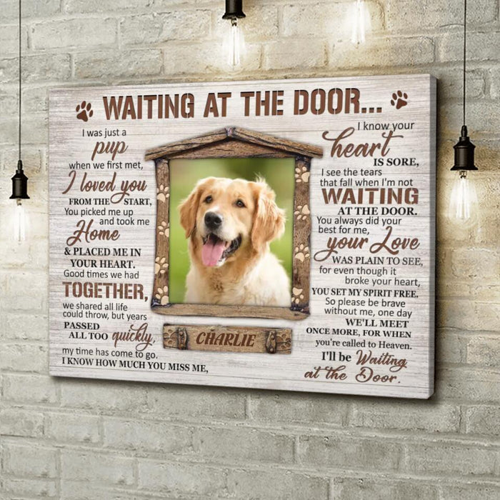 Personalized Dog Photo Horizontal Canvas - Gift Idea For Dog Owner - I'll Be Waiting At The Door