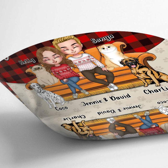 Personalized Couple With Pet Pillow Cover - Christmas, Anniversary, Birthday, Funny Gift For Couple, Dog & Cat Lovers - You & Me And The Fur Babies