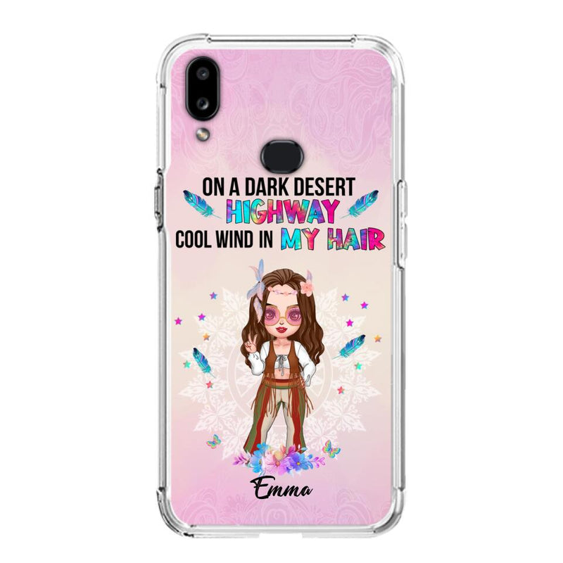 Custom Personalized Hippie Phone Case - Best Gift For Hippies - On A Dark Desert Highway Cool Wind In My Hair - Case For iPhone/Samsung