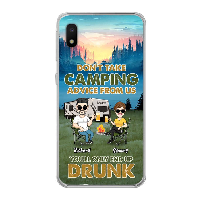 Personalized Camping Friends Phone Case - Up to 7 Friends - Gift Idea For Friends/Camping Lovers - Don't Take Camping Advice From Us You'll Only End Up Drunk - Case for iPhone/Samsung