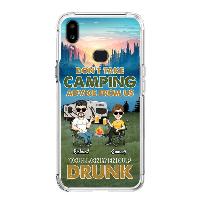 Personalized Camping Friends Phone Case - Up to 7 Friends - Gift Idea For Friends/Camping Lovers - Don't Take Camping Advice From Us You'll Only End Up Drunk - Case for iPhone/Samsung