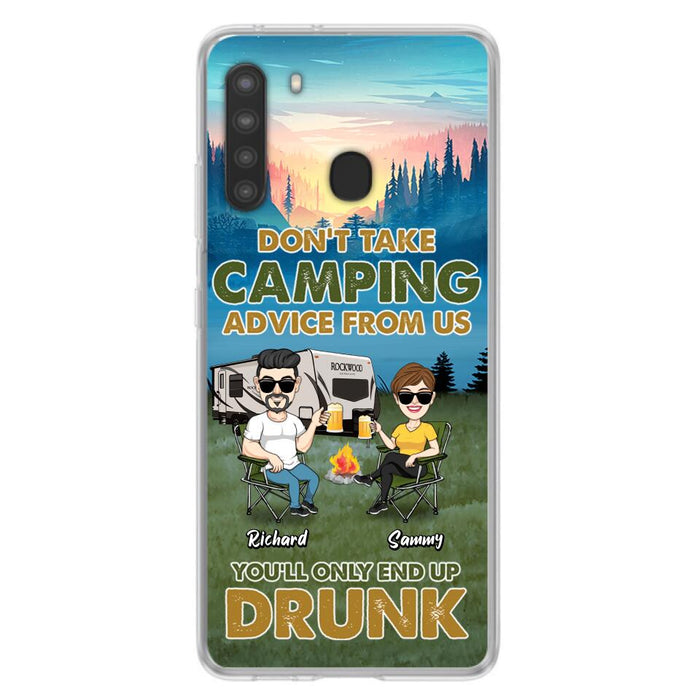Personalized Camping Friends Phone Case - Up to 7 Friends - Gift Idea For Friends/Camping Lovers - Don't Take Camping Advice From Us You'll Only End Up Drunk - Case for iPhone/Samsung