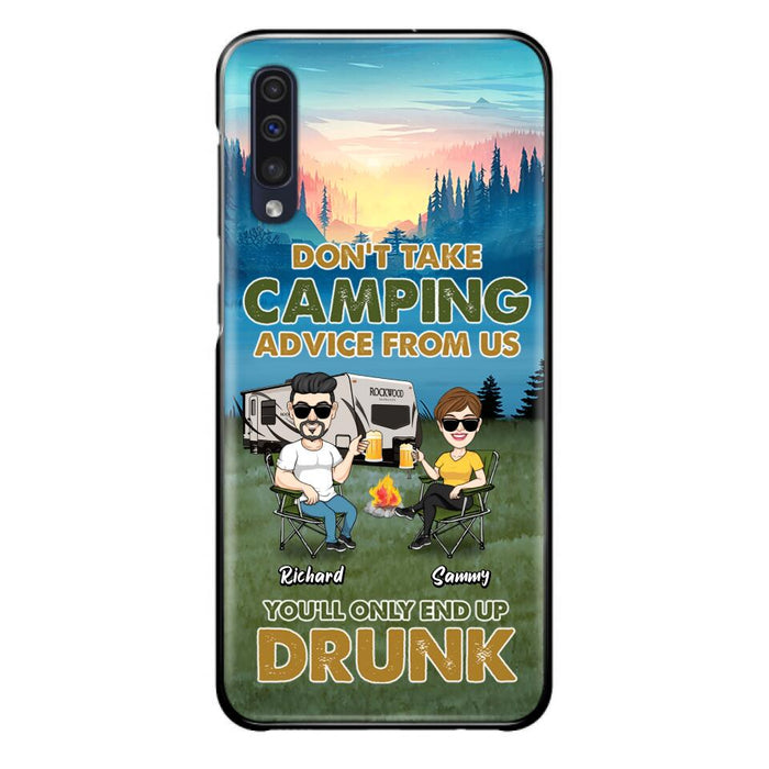 Personalized Camping Friends Phone Case - Up to 7 Friends - Gift Idea For Friends/Camping Lovers - Don't Take Camping Advice From Us You'll Only End Up Drunk - Case for iPhone/Samsung