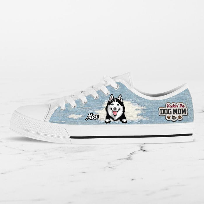 Personalized Dog Mom Sneakers - Up to 3 Dogs - Gift Idea For Dog Lovers  - Rockin' The Dog Mom Life