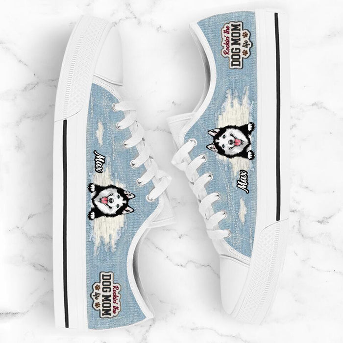 Personalized Dog Mom Sneakers - Up to 3 Dogs - Gift Idea For Dog Lovers  - Rockin' The Dog Mom Life