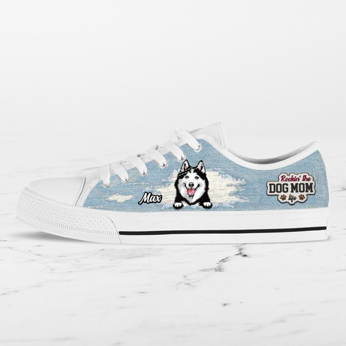 Personalized Dog Mom Sneakers - Up to 3 Dogs - Gift Idea For Dog Lovers  - Rockin' The Dog Mom Life