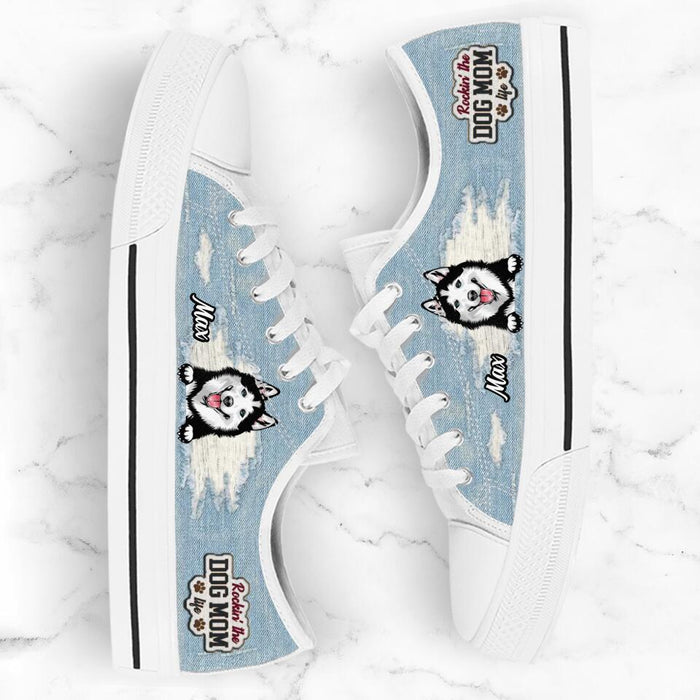 Personalized Dog Mom Sneakers - Up to 3 Dogs - Gift Idea For Dog Lovers  - Rockin' The Dog Mom Life