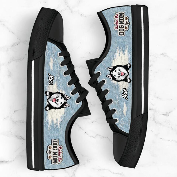 Personalized Dog Mom Sneakers - Up to 3 Dogs - Gift Idea For Dog Lovers  - Rockin' The Dog Mom Life