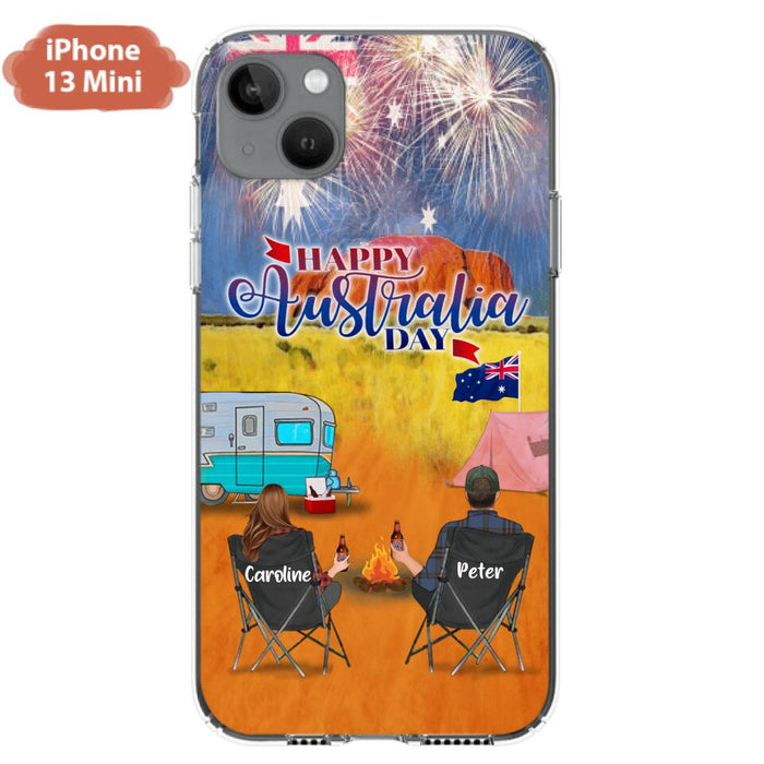 Personalized Camping Happy Australia Day Phone Case - Couple/Parents With Up to 2 Kids And 2 Pets - Gift Idea For Camping Lover - Case For iPhone And Samsung