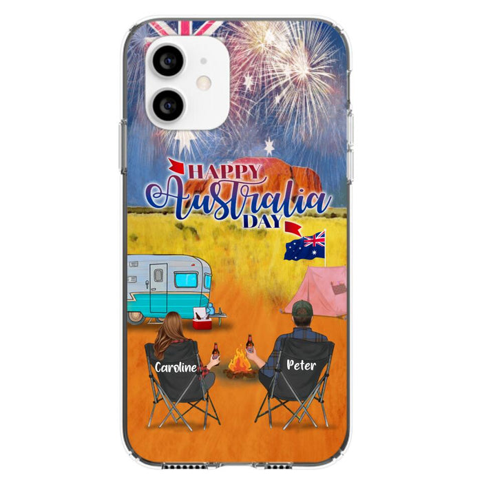 Personalized Camping Happy Australia Day Phone Case - Couple/Parents With Up to 2 Kids And 2 Pets - Gift Idea For Camping Lover - Case For iPhone And Samsung
