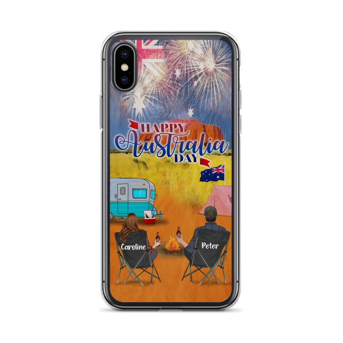 Personalized Camping Happy Australia Day Phone Case - Couple/Parents With Up to 2 Kids And 2 Pets - Gift Idea For Camping Lover - Case For iPhone And Samsung