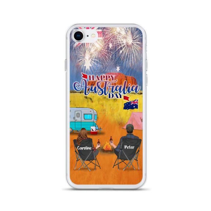 Personalized Camping Happy Australia Day Phone Case - Couple/Parents With Up to 2 Kids And 2 Pets - Gift Idea For Camping Lover - Case For iPhone And Samsung
