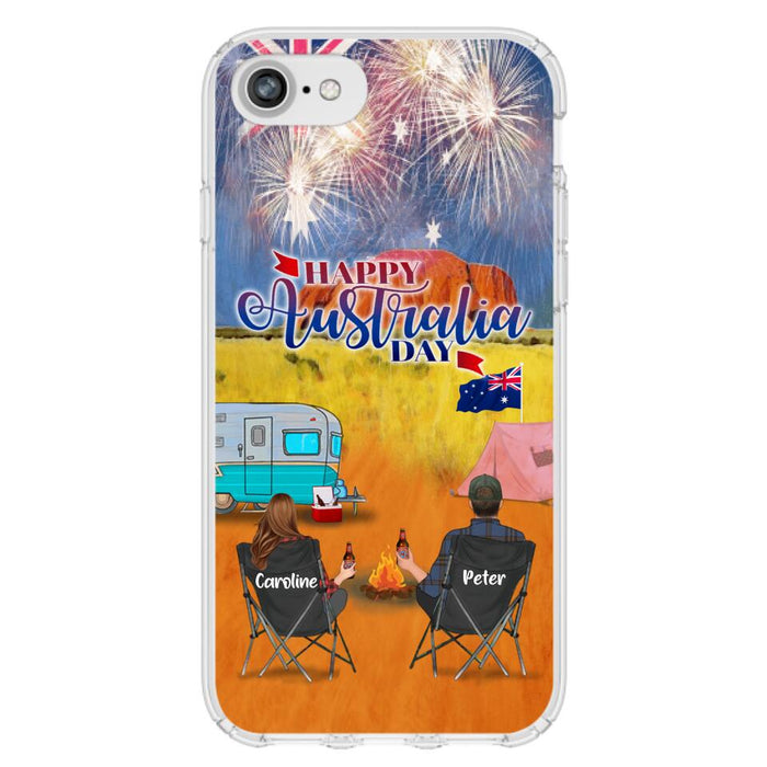Personalized Camping Happy Australia Day Phone Case - Couple/Parents With Up to 2 Kids And 2 Pets - Gift Idea For Camping Lover - Case For iPhone And Samsung