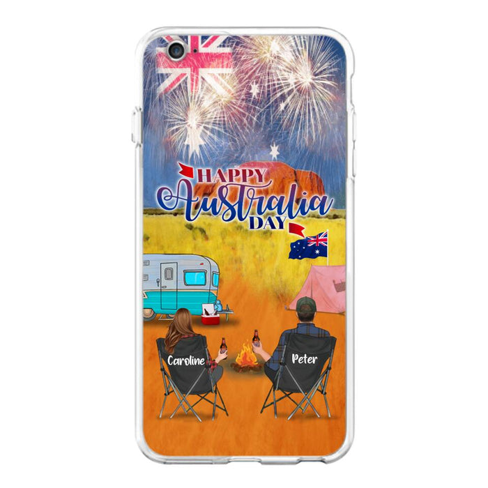 Personalized Camping Happy Australia Day Phone Case - Couple/Parents With Up to 2 Kids And 2 Pets - Gift Idea For Camping Lover - Case For iPhone And Samsung
