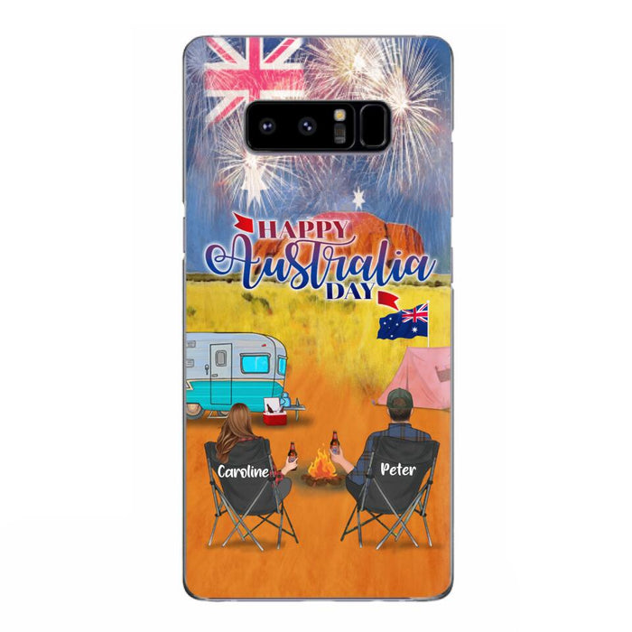 Personalized Camping Happy Australia Day Phone Case - Couple/Parents With Up to 2 Kids And 2 Pets - Gift Idea For Camping Lover - Case For iPhone And Samsung