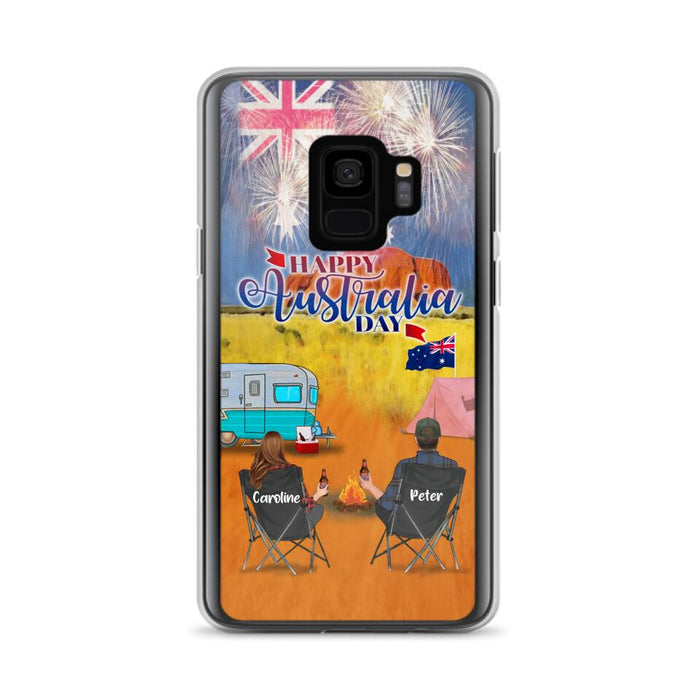 Personalized Camping Happy Australia Day Phone Case - Couple/Parents With Up to 2 Kids And 2 Pets - Gift Idea For Camping Lover - Case For iPhone And Samsung