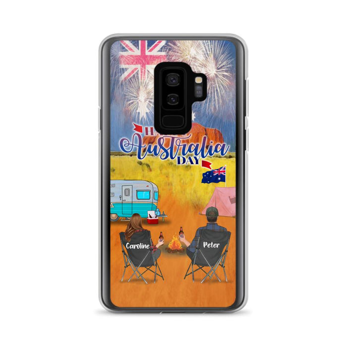 Personalized Camping Happy Australia Day Phone Case - Couple/Parents With Up to 2 Kids And 2 Pets - Gift Idea For Camping Lover - Case For iPhone And Samsung
