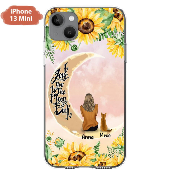 Personalized Cat Sun Flower Phone Case - Up to 6 Cats - Gift Idea For Cat Lover - I Love You To The Moon And Back - Case For iPhone And Samsung
