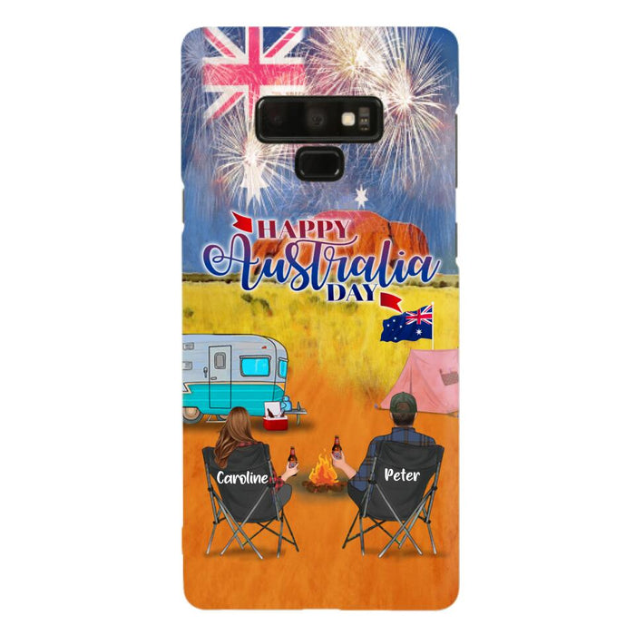 Personalized Camping Happy Australia Day Phone Case - Couple/Parents With Up to 2 Kids And 2 Pets - Gift Idea For Camping Lover - Case For iPhone And Samsung