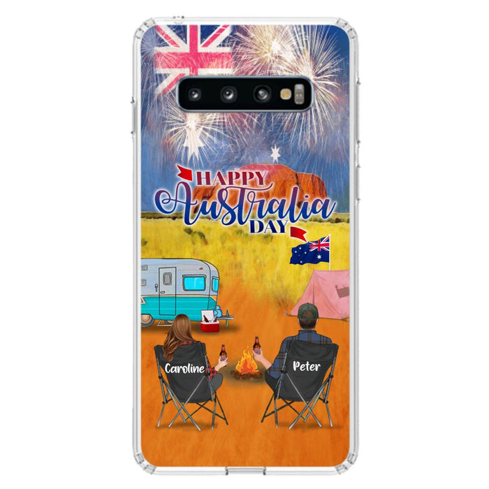 Personalized Camping Happy Australia Day Phone Case - Couple/Parents With Up to 2 Kids And 2 Pets - Gift Idea For Camping Lover - Case For iPhone And Samsung
