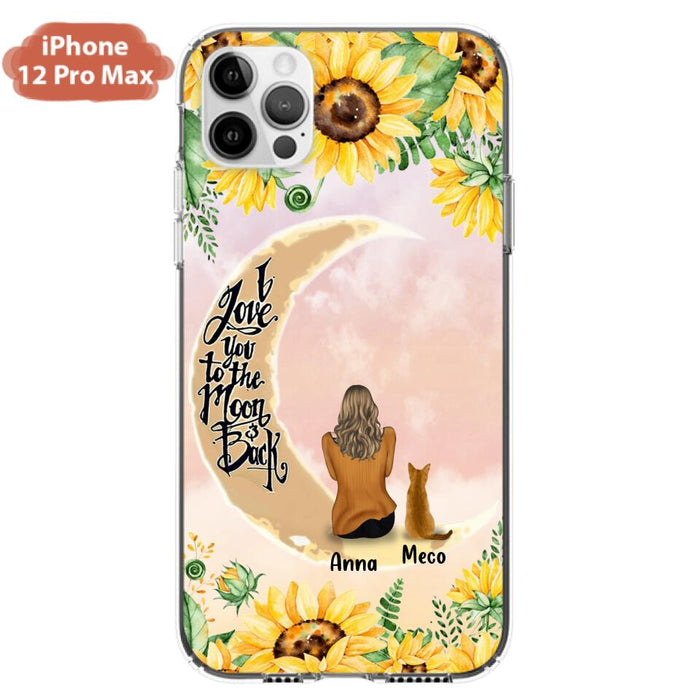 Personalized Cat Sun Flower Phone Case - Up to 6 Cats - Gift Idea For Cat Lover - I Love You To The Moon And Back - Case For iPhone And Samsung