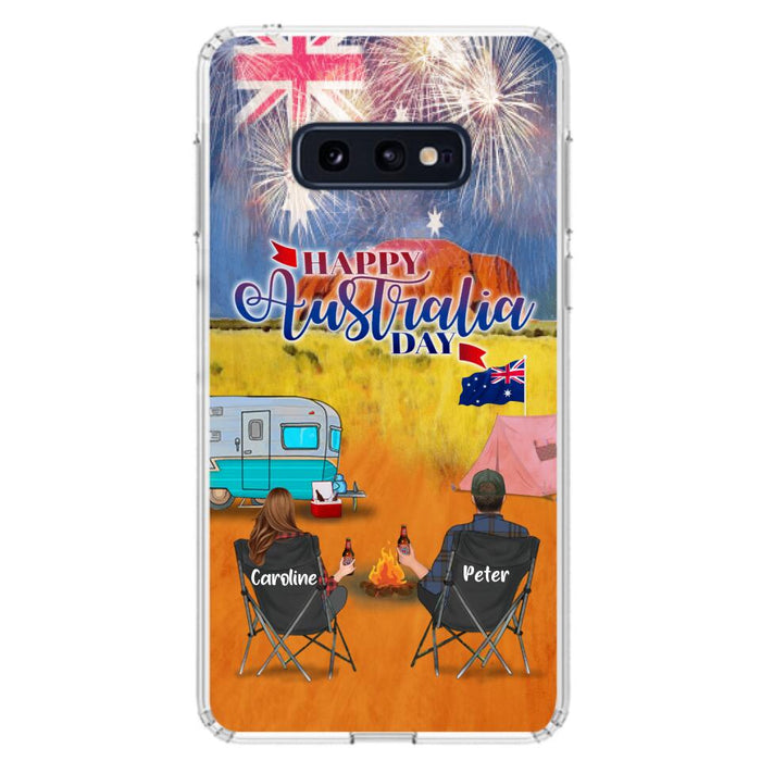 Personalized Camping Happy Australia Day Phone Case - Couple/Parents With Up to 2 Kids And 2 Pets - Gift Idea For Camping Lover - Case For iPhone And Samsung