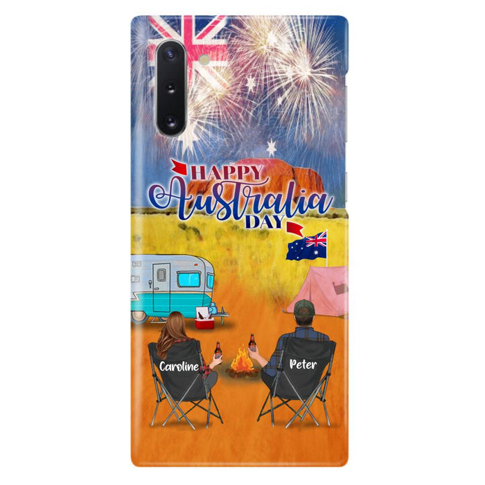 Personalized Camping Happy Australia Day Phone Case - Couple/Parents With Up to 2 Kids And 2 Pets - Gift Idea For Camping Lover - Case For iPhone And Samsung
