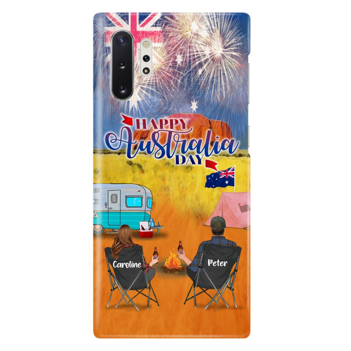 Personalized Camping Happy Australia Day Phone Case - Couple/Parents With Up to 2 Kids And 2 Pets - Gift Idea For Camping Lover - Case For iPhone And Samsung