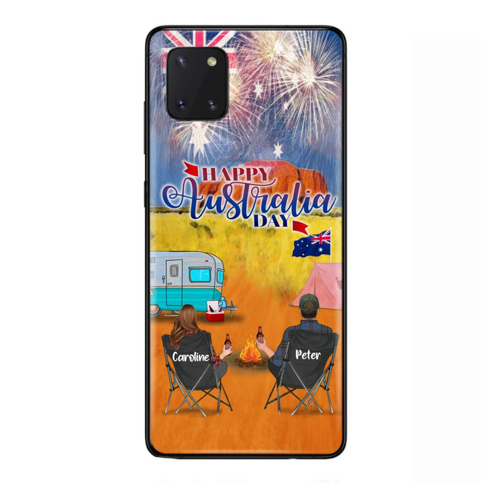 Personalized Camping Happy Australia Day Phone Case - Couple/Parents With Up to 2 Kids And 2 Pets - Gift Idea For Camping Lover - Case For iPhone And Samsung