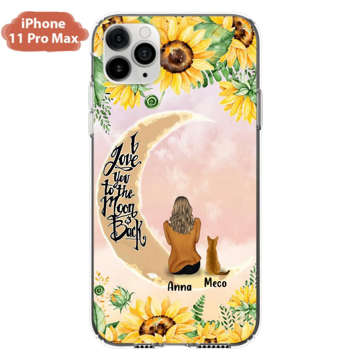 Personalized Cat Sun Flower Phone Case - Up to 6 Cats - Gift Idea For Cat Lover - I Love You To The Moon And Back - Case For iPhone And Samsung