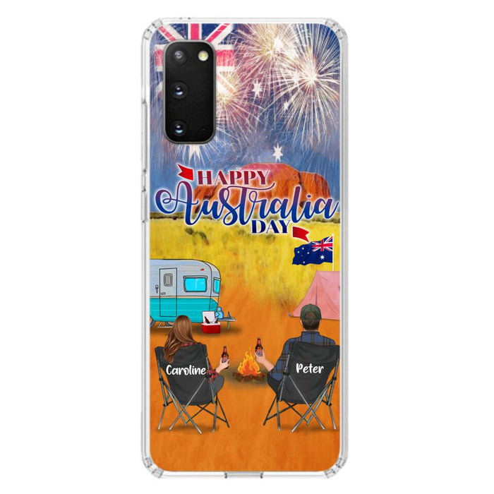 Personalized Camping Happy Australia Day Phone Case - Couple/Parents With Up to 2 Kids And 2 Pets - Gift Idea For Camping Lover - Case For iPhone And Samsung