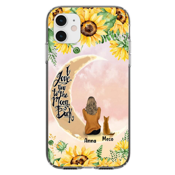 Personalized Cat Sun Flower Phone Case - Up to 6 Cats - Gift Idea For Cat Lover - I Love You To The Moon And Back - Case For iPhone And Samsung