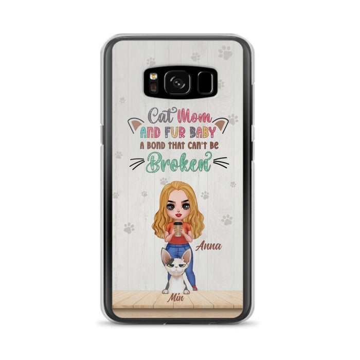 Personalized Cat Mom Chibi Phone Case - Gift Idea For Mother's Day/Cat Lovers With Up to 6 Cats - Cat Mom And Fur Baby A Bond That Can't Be Broken - Case For iPhone And Samsung