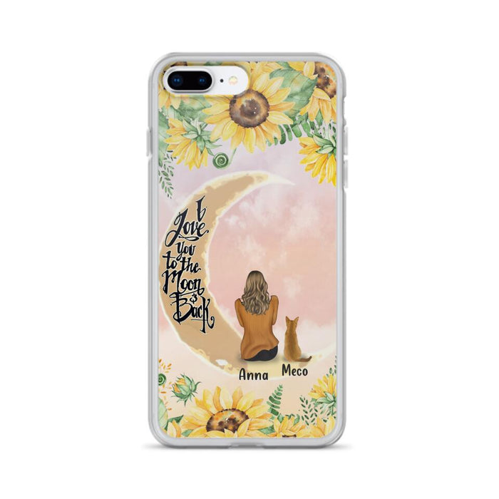 Personalized Cat Sun Flower Phone Case - Up to 6 Cats - Gift Idea For Cat Lover - I Love You To The Moon And Back - Case For iPhone And Samsung