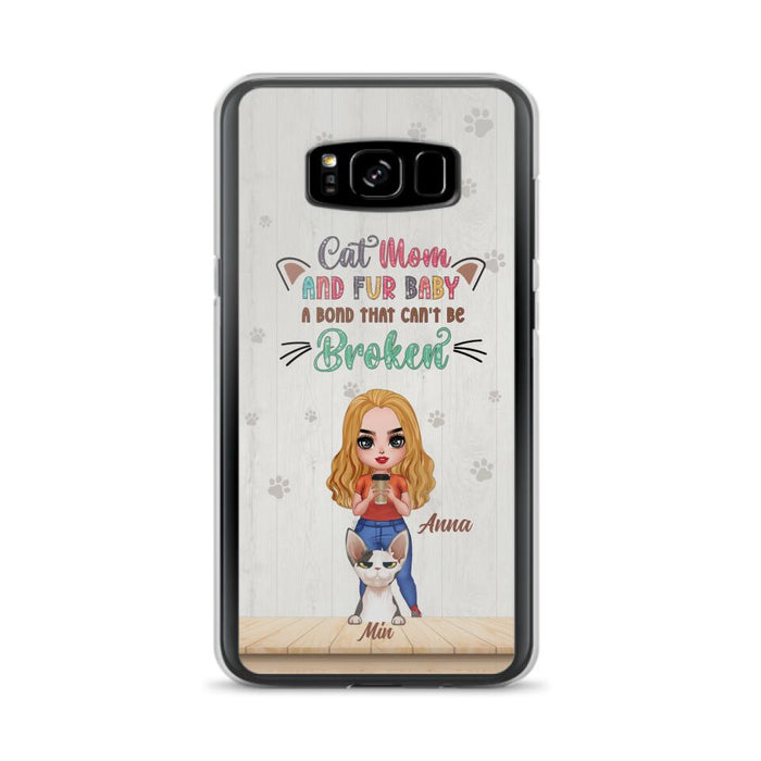 Personalized Cat Mom Chibi Phone Case - Gift Idea For Mother's Day/Cat Lovers With Up to 6 Cats - Cat Mom And Fur Baby A Bond That Can't Be Broken - Case For iPhone And Samsung
