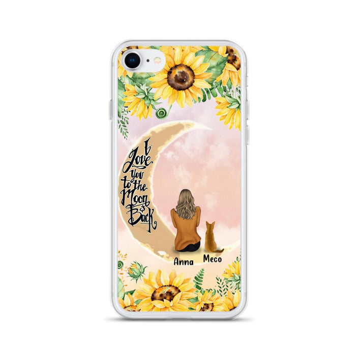 Personalized Cat Sun Flower Phone Case - Up to 6 Cats - Gift Idea For Cat Lover - I Love You To The Moon And Back - Case For iPhone And Samsung