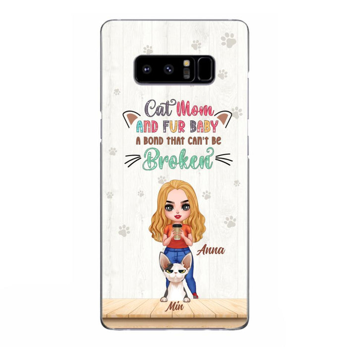 Personalized Cat Mom Chibi Phone Case - Gift Idea For Mother's Day/Cat Lovers With Up to 6 Cats - Cat Mom And Fur Baby A Bond That Can't Be Broken - Case For iPhone And Samsung