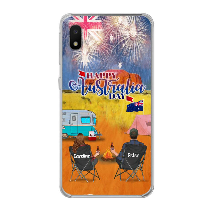 Personalized Camping Happy Australia Day Phone Case - Couple/Parents With Up to 2 Kids And 2 Pets - Gift Idea For Camping Lover - Case For iPhone And Samsung