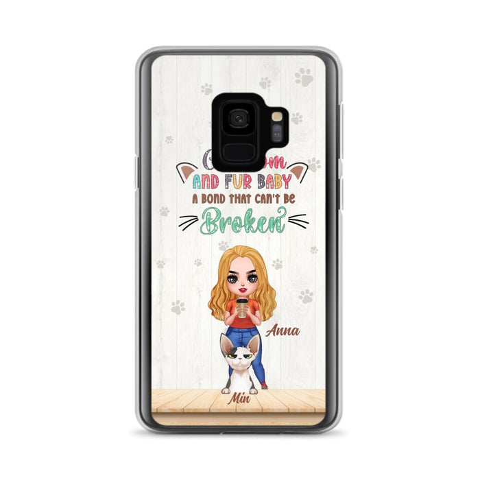 Personalized Cat Mom Chibi Phone Case - Gift Idea For Mother's Day/Cat Lovers With Up to 6 Cats - Cat Mom And Fur Baby A Bond That Can't Be Broken - Case For iPhone And Samsung