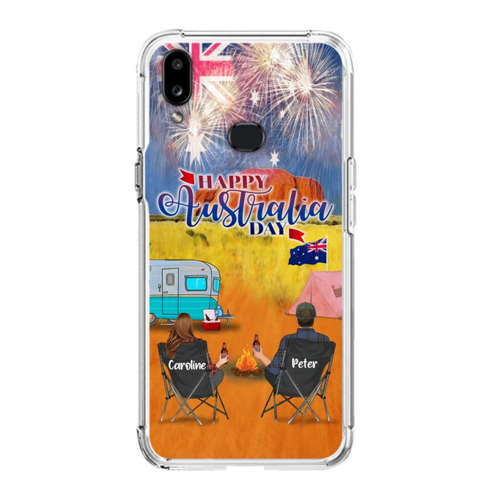 Personalized Camping Happy Australia Day Phone Case - Couple/Parents With Up to 2 Kids And 2 Pets - Gift Idea For Camping Lover - Case For iPhone And Samsung