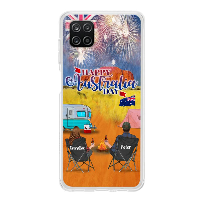 Personalized Camping Happy Australia Day Phone Case - Couple/Parents With Up to 2 Kids And 2 Pets - Gift Idea For Camping Lover - Case For iPhone And Samsung