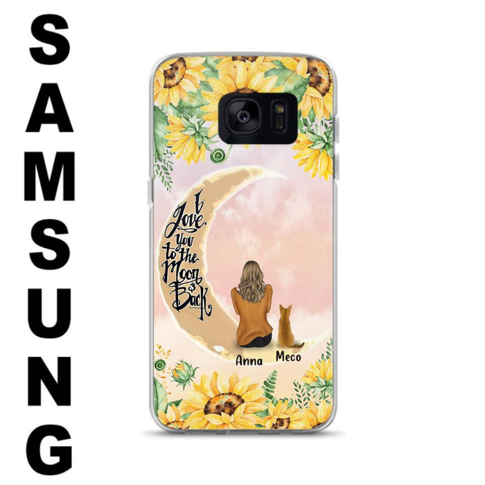 Personalized Cat Sun Flower Phone Case - Up to 6 Cats - Gift Idea For Cat Lover - I Love You To The Moon And Back - Case For iPhone And Samsung