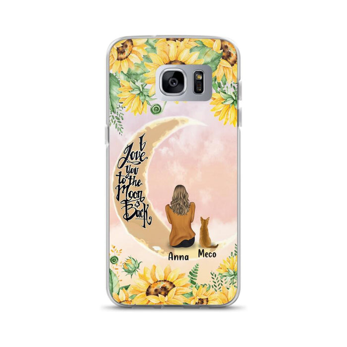 Personalized Cat Sun Flower Phone Case - Up to 6 Cats - Gift Idea For Cat Lover - I Love You To The Moon And Back - Case For iPhone And Samsung