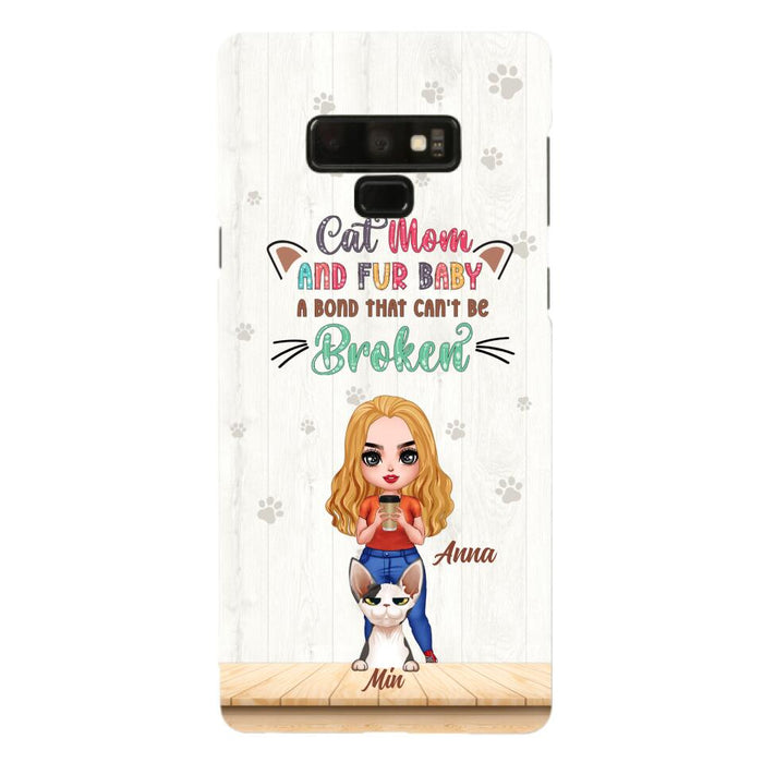 Personalized Cat Mom Chibi Phone Case - Gift Idea For Mother's Day/Cat Lovers With Up to 6 Cats - Cat Mom And Fur Baby A Bond That Can't Be Broken - Case For iPhone And Samsung