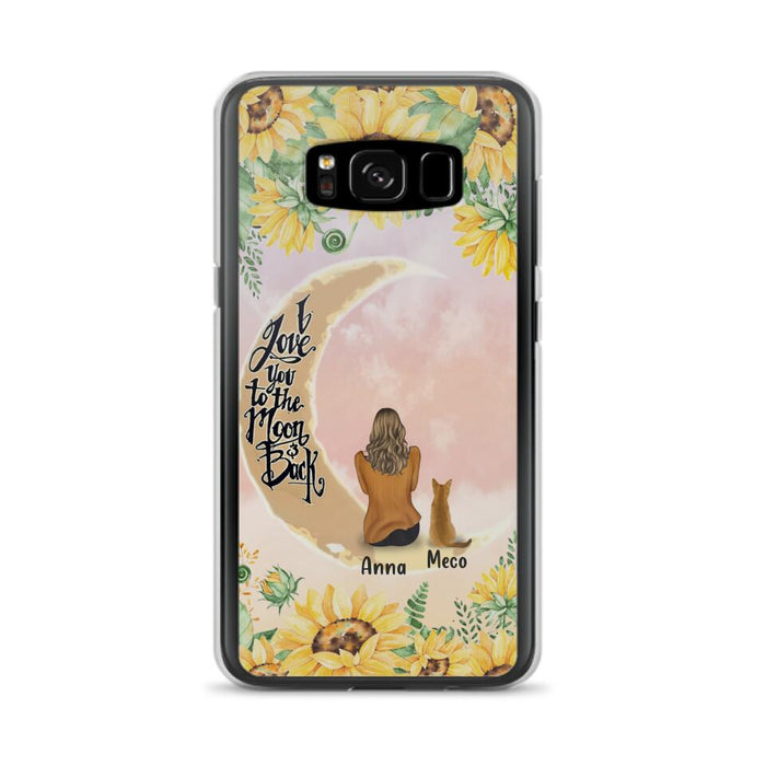 Personalized Cat Sun Flower Phone Case - Up to 6 Cats - Gift Idea For Cat Lover - I Love You To The Moon And Back - Case For iPhone And Samsung